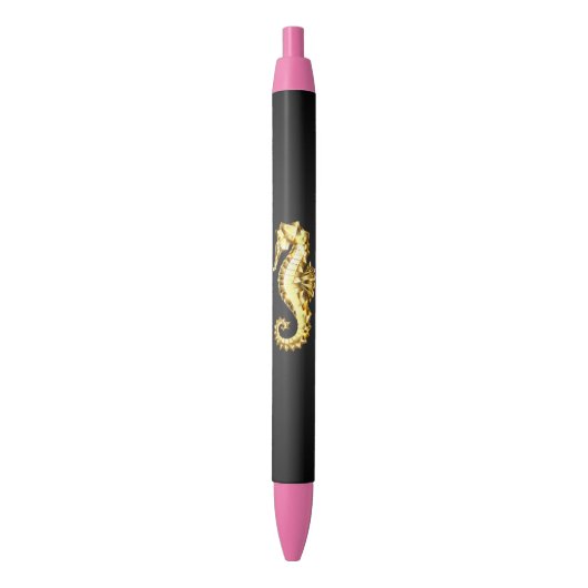 Stylo Noir Hippocampe Polygonal Or (devant Vertical)