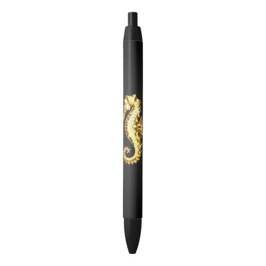 Stylo Noir Hippocampe Polygonal Or (devant Vertical)