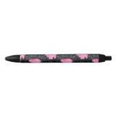 Stylo Noir Hippopotame rose Cute Hippopotame souriant (Devant)