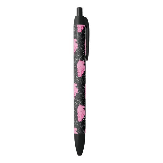 Stylo Noir Hippopotame rose Cute Hippopotame souriant (Bas (Vertical))