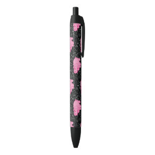Stylo Noir Hippopotames roses visage souriant d'hippopotame m