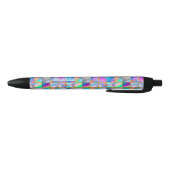 Stylo Noir Holographe élégant tendance fausse or géométrique (Bas)