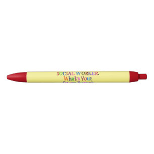 Stylo Noir Humour du travailleur social, texte coloré,