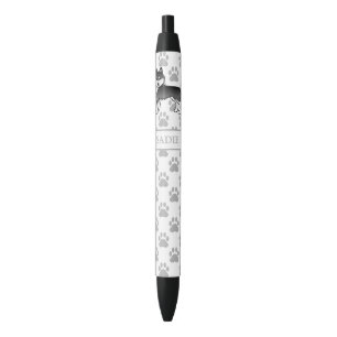 Stylo Noir Husky Sibérien Noir Et Blanc Dessin Animé De Chien
