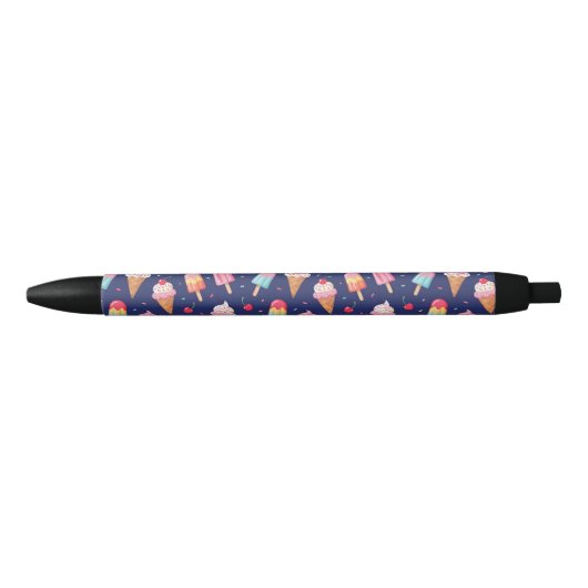 Stylo Noir Ice cream, popsicles and cherries pattern (Devant)