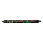 Stylo Noir Icônes végétales colorées (Devant)