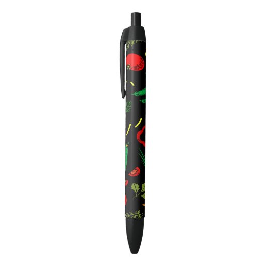 Stylo Noir Icônes végétales colorées (Haut (Vertical))