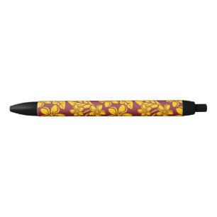 STYLO NOIR ÎLE PLUMERIA (ROUGE FONCÉ/OR)