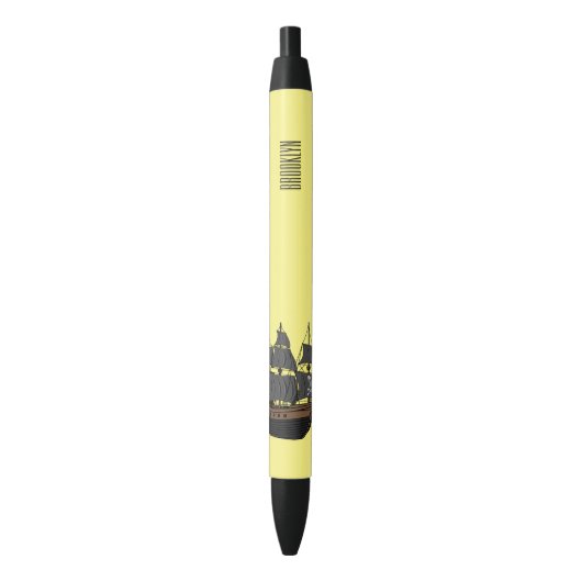 Stylo Noir Illustration de bateau pirate (devant Vertical)