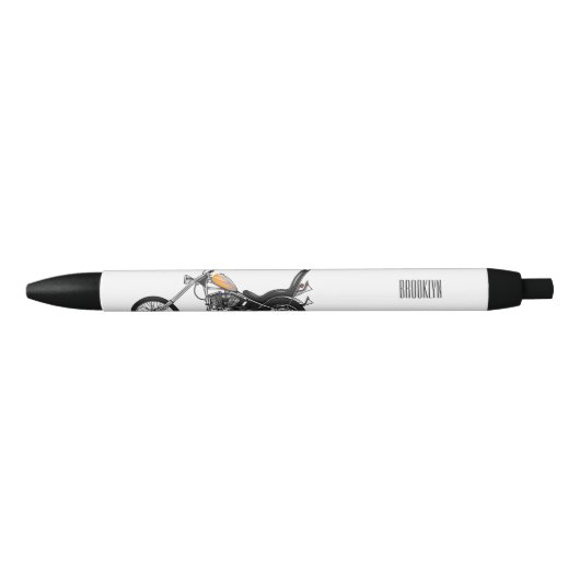 Stylo Noir Illustration de Chopper Motorcycle 1950 (Devant)