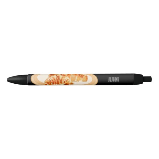 Stylo Noir Illustration de dessin animé de croissant (Devant)