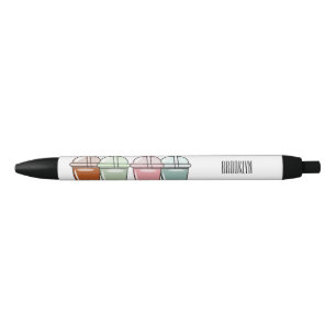 Stylo Noir Illustration de dessin animé pour le thé de bulle
