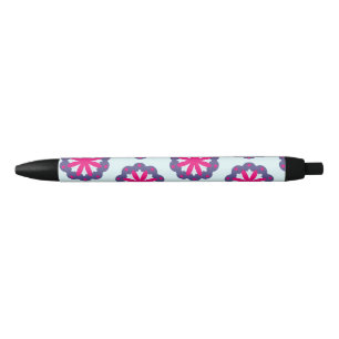 Stylo Noir Illustration de formes florales violettes et roses