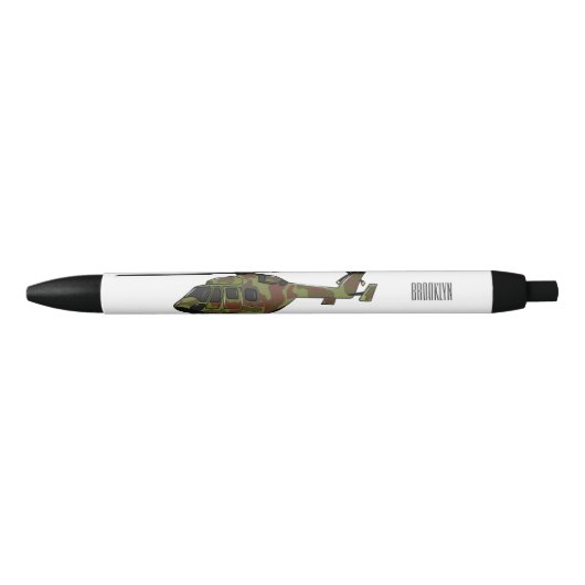 Stylo Noir Illustration de l'hélicoptère de l'armée (Devant)