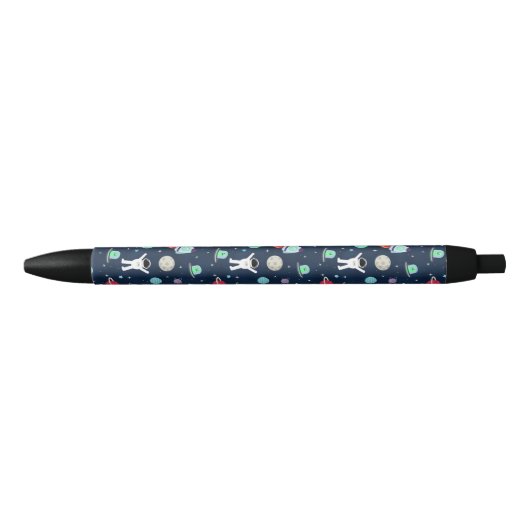 Stylo Noir illustration de motif spatial (Devant)