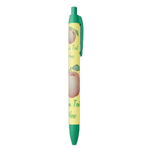 Stylo Noir Illustration de pomme rouge avec feuillage vert