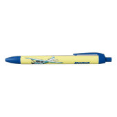 Stylo Noir Illustration d'hydravion bleu blanc (Haut)