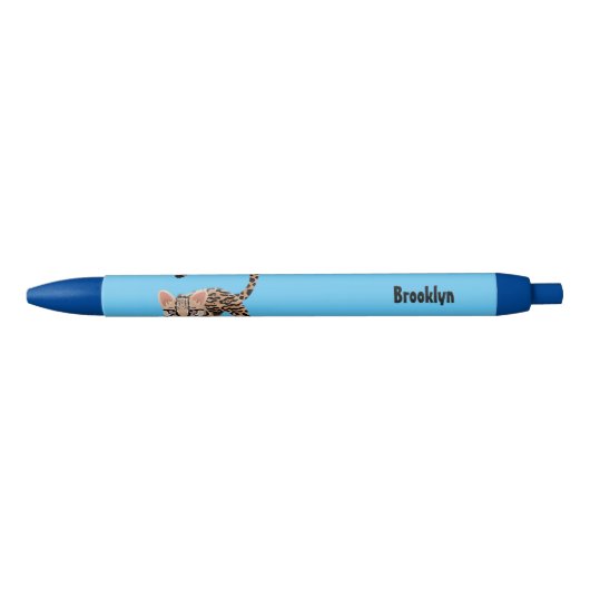 Stylo Noir Illustration d'ocelot mignon (Devant)