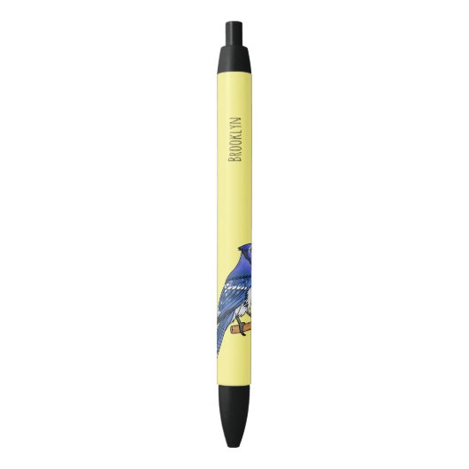 Stylo Noir Illustration d'oiseau de jay bleu (devant Vertical)