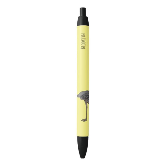 Stylo Noir Illustration d'oiseau de rhée (devant Vertical)