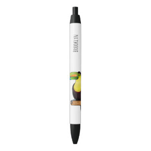 Stylo Noir Illustration d'oiseau toucain à bec de Keel