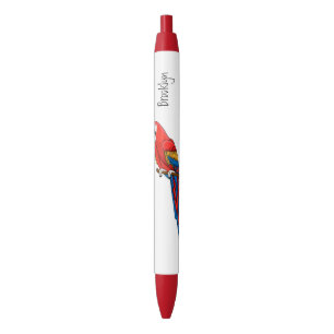 Stylo Noir Illustration du perroquet de macaw Scarlet
