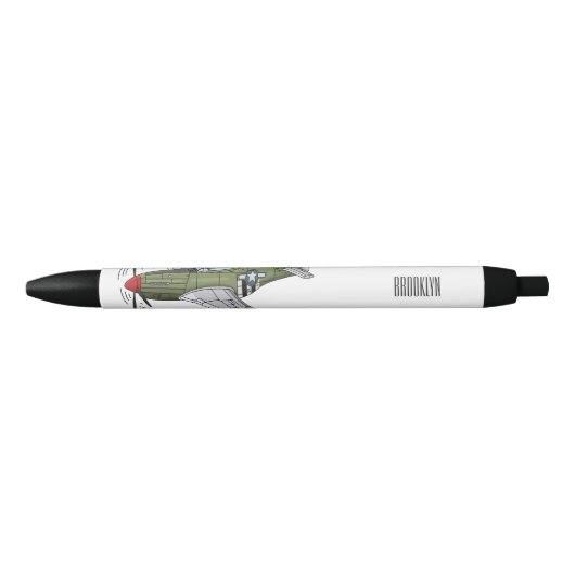 Stylo Noir Illustration d'un avion militaire (Devant)