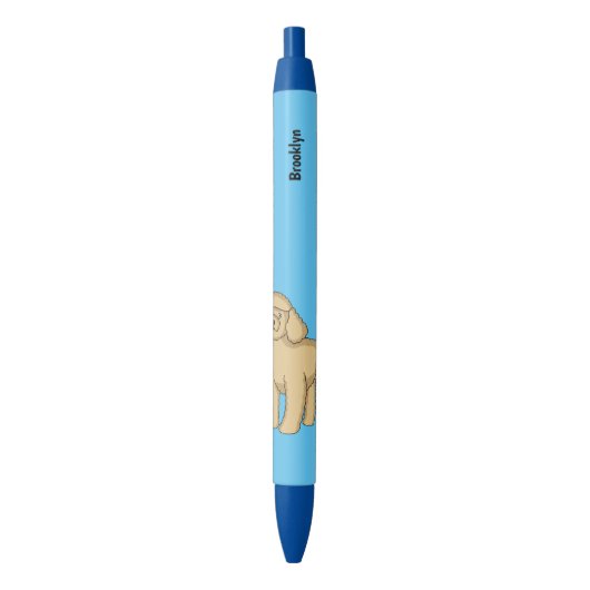 Stylo Noir Illustration d'un caniche brun joyeux (devant Vertical)