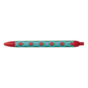 Stylo Noir Image de Red Heart et Blue Abstracts