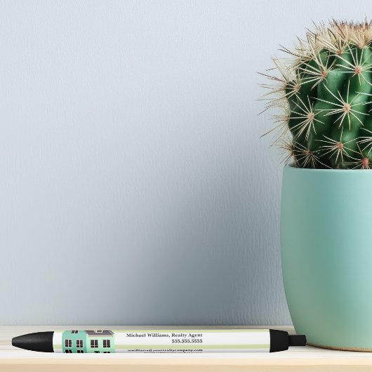 Stylo Noir Immobilier Maison de société moderne Vert rayé