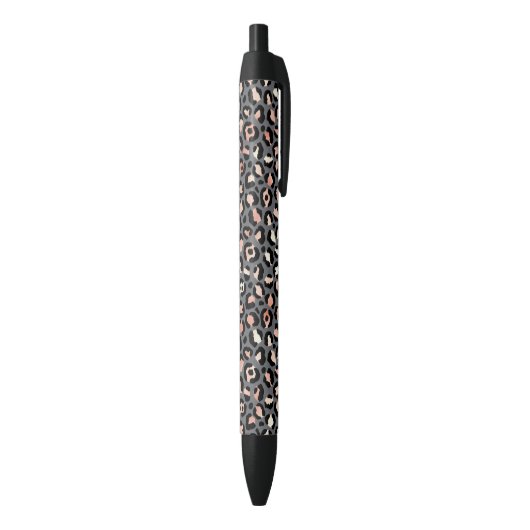 Stylo Noir Impression Animale Taches de Léopard Noir Rose Ani (Bas (Vertical))