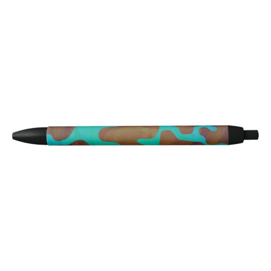 Stylo Noir Impression Brown et Turquoise de vache (Devant)