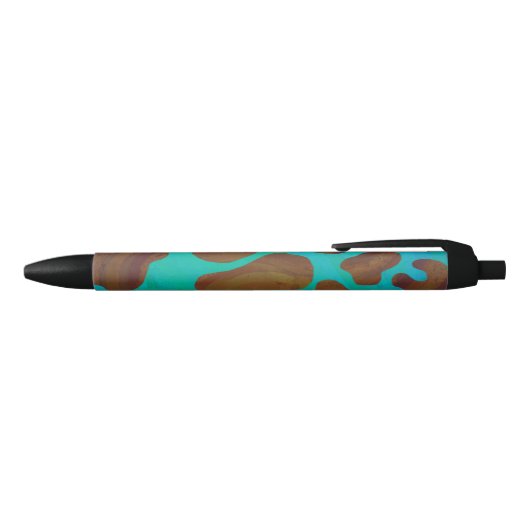 Stylo Noir Impression Brown et Turquoise de vache (Haut)