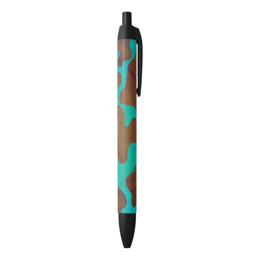 Stylo Noir Impression Brown et Turquoise de vache (Bas (Vertical))