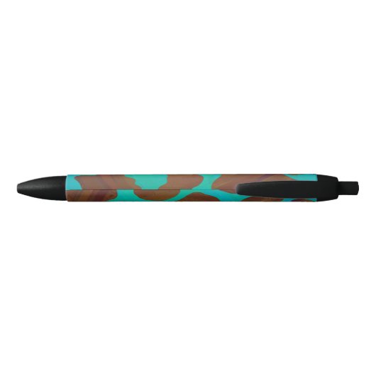 Stylo Noir Impression Brown et Turquoise de vache (Dos)