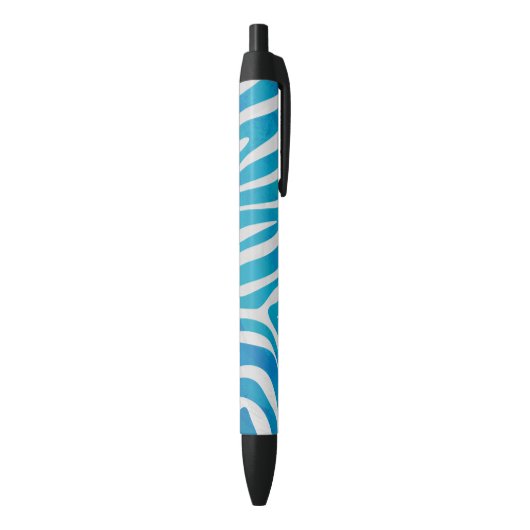 Stylo Noir Impression en bleu et blanc Zebra (Bas (Vertical))