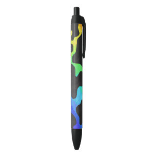 Stylo Noir Impression noire et arc-en-ciel de vache