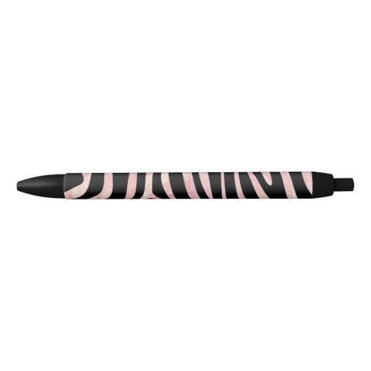 Stylo Noir Impression noire et rose Zebra (Devant)