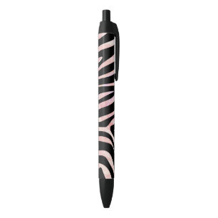 Stylo Noir Impression noire et rose Zebra