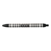 Stylo Noir Impression Plaid Noir Tendance Avec Monogramme Chi (Devant)