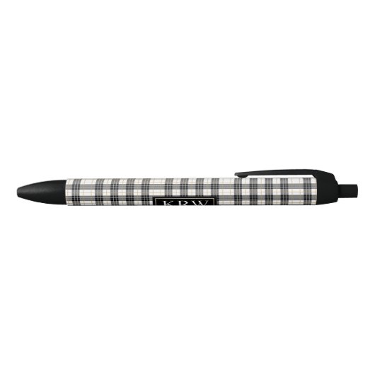 Stylo Noir Impression Plaid Noir Tendance Avec Monogramme Chi (Haut)