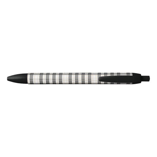Stylo Noir Impression Plaid Noir Tendance Avec Monogramme Chi (Dos)