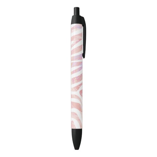 Stylo Noir Impression rose et blanc Zebra (Bas (Vertical))