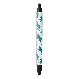Stylo Noir Impression Tigre Noir et Sarcelle