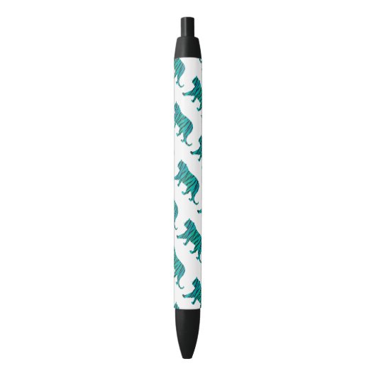 Stylo Noir Impression Tigre Noir et Sarcelle (devant Vertical)