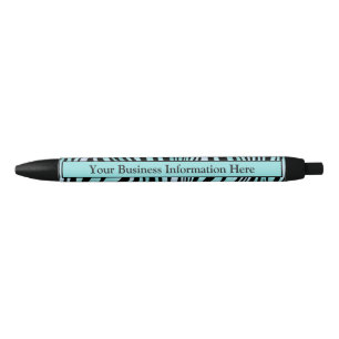 Stylo Noir Impression zèbre personnalisée Noir et Turquoise