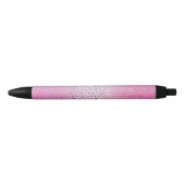 Stylo Noir Imprimé Guépard Rose Pailleté (Devant)