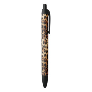 Stylo Noir Imprimé léopard marron crème