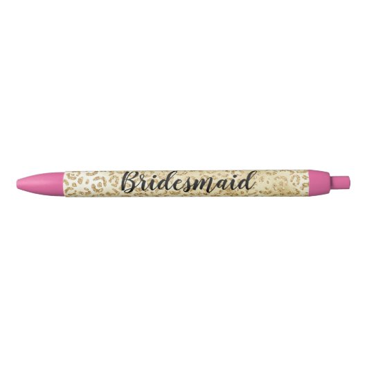 Stylo Noir Imprimé léopard paillettes glamour or (Devant)