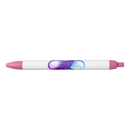 Stylo Noir Infini avec plume violette (Devant)